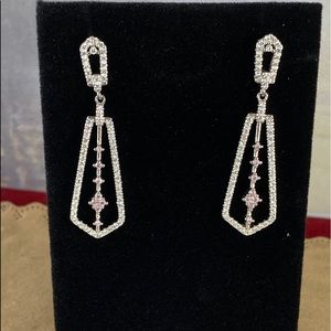 Pink Sapphire and Micro Cubic Zirconia Earrings
